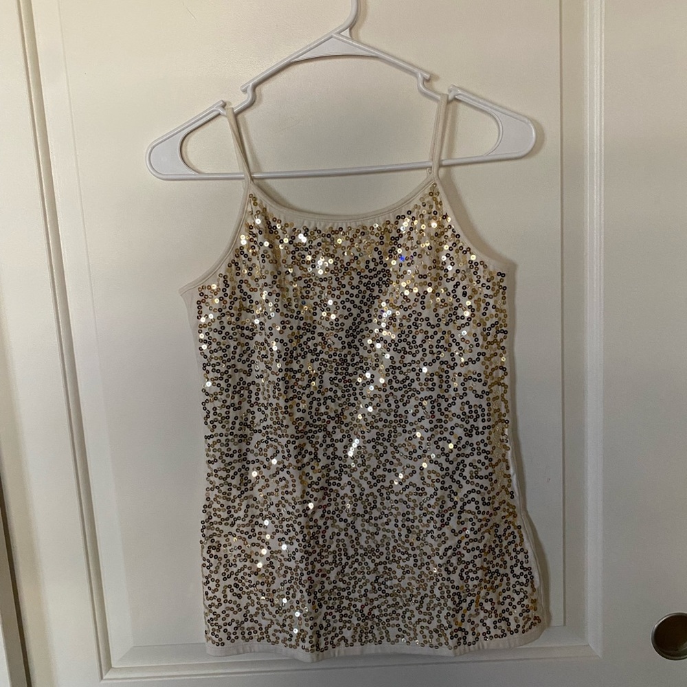 BRAND NEW Justice Sparkly Ivory Cami Top with Built in Bra